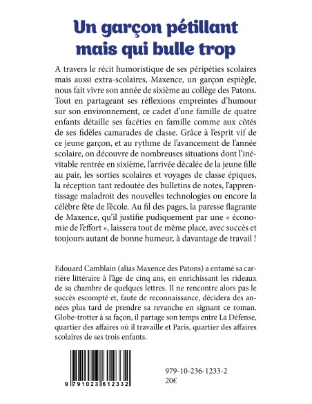 "Un garçon pétillant mais qui bulle trop" de Édouard Camblain