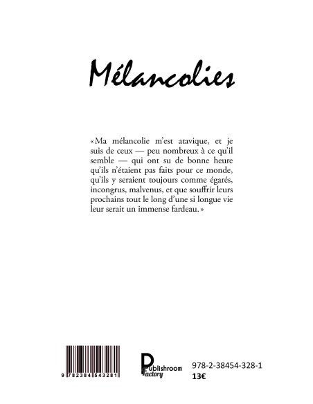 Mélancolies de Sébastien CHAMAYOU