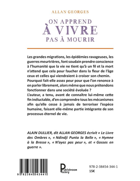 On apprend à vivre pas à mourir de Allan Georges