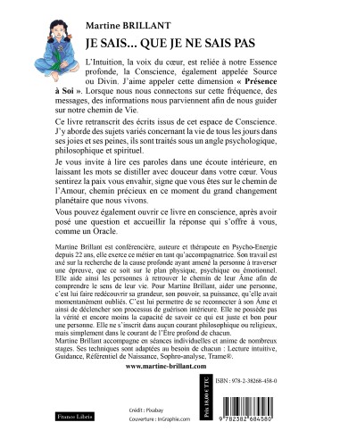 Je sais.. Que je ne sais pas de Martine BRILLANT