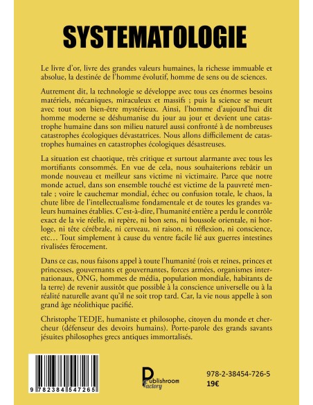SYSTEMATOLOGIE de CHRISTOPHE TEDJE