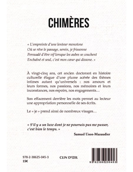 CHIMÈRES de Samuel USON-MAZAUDIER