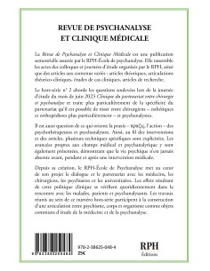 Revue de Psychanalyse et Clinique Médicale Hors-Série n° 2 de RPH Éditions 2