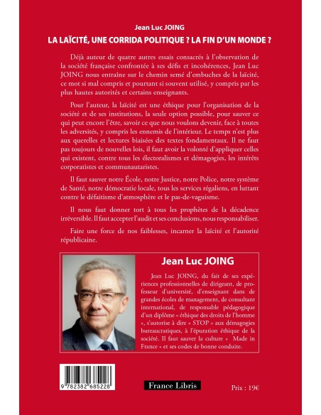 LA LAÏCITÉ, UNE CORRIDA POLITIQUE, LA FIN D'UN MONDE ? de Jean Luc JOING