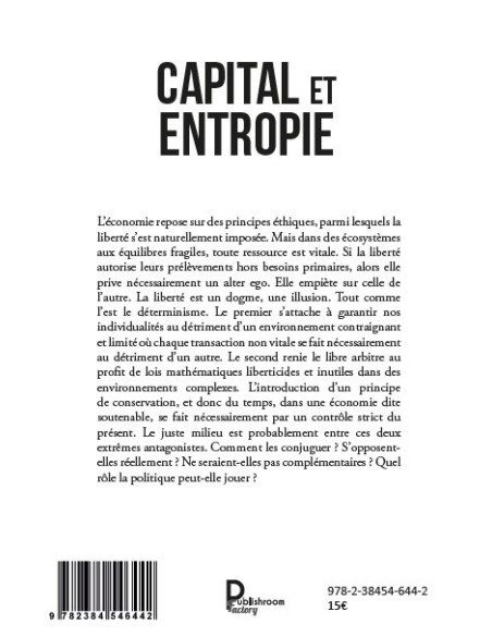 CAPITAL ET  ENTROPIE Traité d'économie apolitique de Benoit LASCOLS