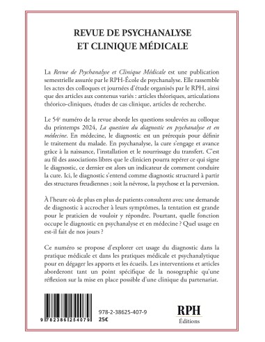 Revue de Psychanalyse et Clinique Médicale Revue n° 54 La question du diagnostic en psychanalyse et en médecine