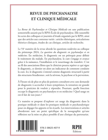 Revue de Psychanalyse et Clinique Médicale Revue n° 54 La question du diagnostic en psychanalyse et en médecine